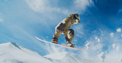 Snowboarder in action. Extreme winter sports.