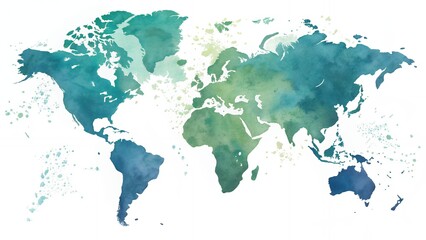 Fototapeta premium Artistic watercolor painting of the world map