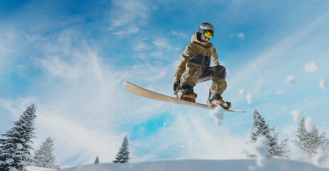 Snowboarder in action. Extreme winter sports.