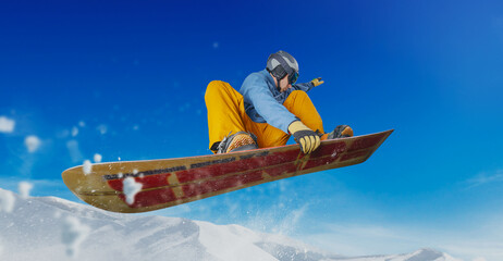 Snowboarder in action. Extreme winter sports.