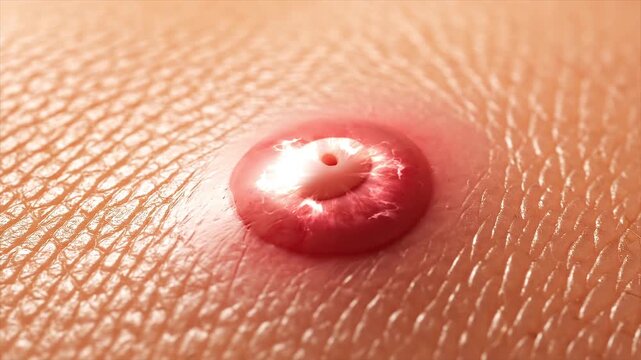 3d Animation treatment of inflammatory acne and treatment of moderate to severe acne. Serum through the skin layer for removing inflammatory acne. skin acne blemish.