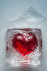 A heart frozen in an ice cube