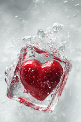 A heart frozen in an ice cube