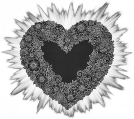Black Heart png Floral Pattern cutout Doodle Heart png Monochrome Design cutout Intricate Blossom png Decorative Element cutout Artistic Bloom png Love Symbol isolated transparent background image