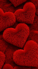 A background of red heart shaped fur, pattern
