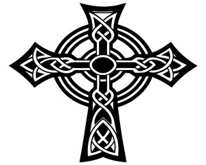Celtic cross silhouette vector illustration isolated on white background