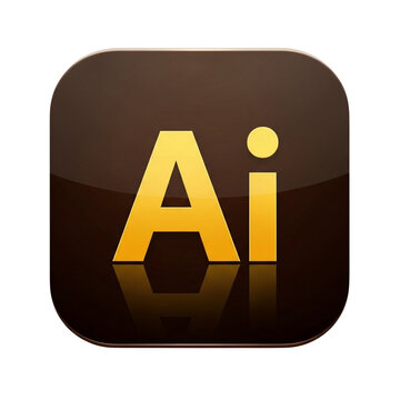 Golden Adobe AI logo on dark background with reflection