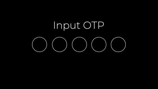secure otp input screen with bouncing dots animation 4k.
