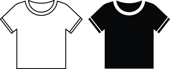 Two T shirts one black one white outline simple clothing apparel