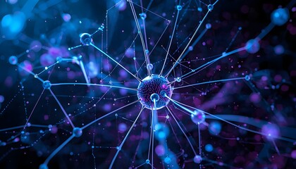 Fototapeta premium Futuristic AI Neural Network Visualization, Glowing Abstract Structure, Digital Brain Synapse