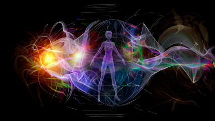 energy aura of man spiral flow of energy design print illustration © Dmytro