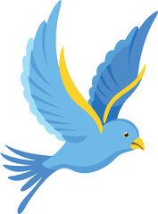 Fototapeta premium A vibrant blue bird with yellow accents gracefully soars through the air