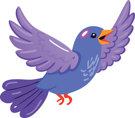 Obraz premium a whimsical illustration of a bright blue bird with purple wings flying