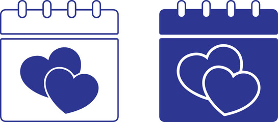 Heart calendar icon .black and white calendar icon with a heart shape  minimalist design,valentine  day vector symbol  design.