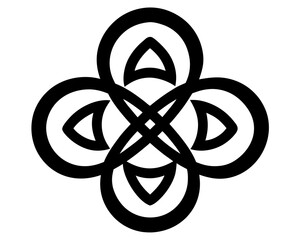 Traditional Celtic Clover Knot Silhouette Vector Icon Isolated on White
