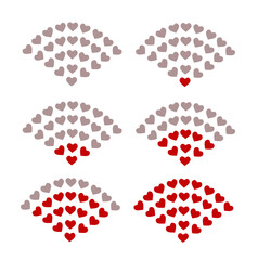 A creative vector illustration of a heart shaped wifi signal strength indicator showing different connection levels using love symbols