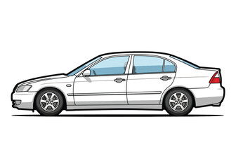 Fototapeta premium Car Vector Template – Scalable Vehicle Outline Illustration on White Background