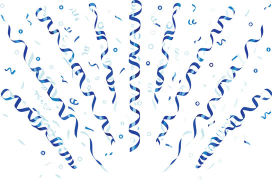 Falling blue and white confetti streamers a celebratory and festive background high quality