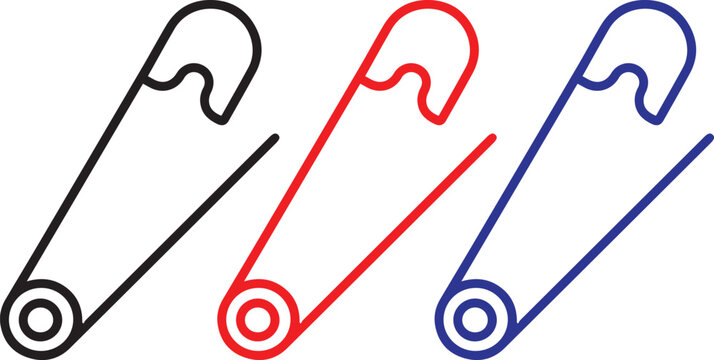 safety pin, hook, binder clip, classic office supplies, minimalist design, simple shapes, geometric, vector illustration
