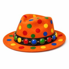 Orange polka dot festival western hat with bright party design