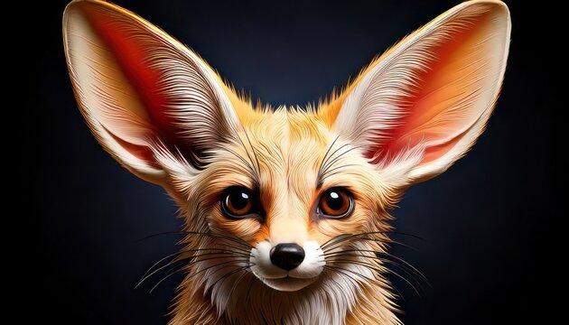 Captivating Portrait of a Fennec Fox with Enormous Ears.