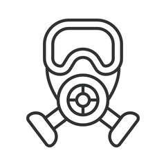 Gas mask icon in line design. gas mask, hazard, toxic, pollution, safety, waste on white background vector. Hazard editable stroke icon