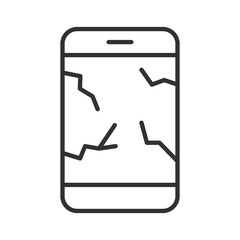 Broken smartphone icon in line design. broken phone, ewaste, recycle on white background vector. Electronic waste editable stroke icon