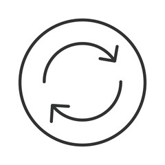 Recycle symbol icon in line design. recycling arrows, reuse, ecology on white background vector. Recycling editable stroke icon