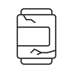 Cracked jar waste icon in line design. broken container, waste, recycle on white background vector. Waste editable stroke icon