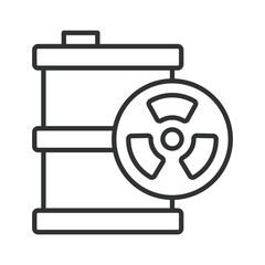 Radioactive barrel icon in line design. nuclear waste, toxic barrel, hazard on white background vector. Hazard editable stroke icon