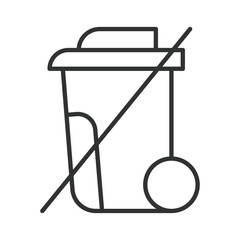 Forbidden trash bin icon in line design. no trash, prohibition, waste control on white background vector. Waste editable stroke icon