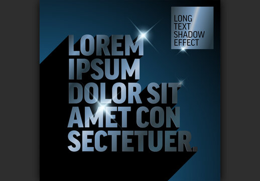 Metallic 3D Editable Text Effect with Long Shadow and Lens Flare