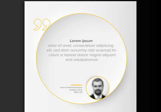 Minimalist Round Quote Layout Template with Person Avatar Placeholder