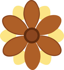 A simple illustration of a brown flower with pale yellow petals shown