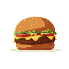 Veggie Burger, clean 2D vector flat illustration in minimal and modern style on a white background.