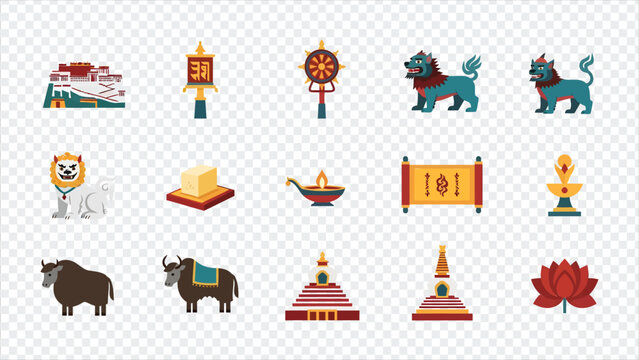 Tibetan culture icons and symbols