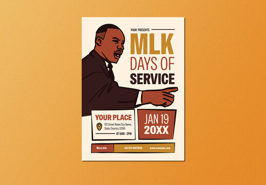 Cream Vintage Cartoon MLK Days of Service Flyer