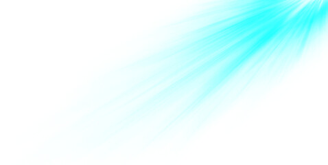 Fototapeta premium Cyan sunbeam light effect overlay on transparent background bright electric sunshine element