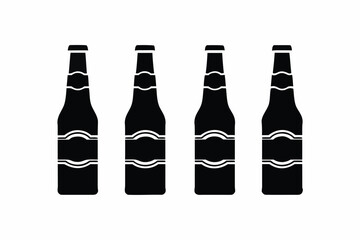 set of Classic Beer Bottle Silhouette Vector Icon for Party and Celebration Design