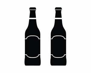 Beer bottle silhouette vector illustration isolated on white background