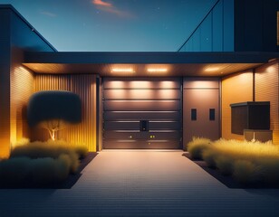 contemporary storage units night view exterior shot sleek design