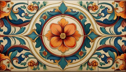 vintage ceramic tile design featuring elegant floral motifs and rich colors suitable for wallpaper and fashion backgrounds