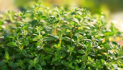 Obraz premium close up of aromatic green lemon thyme plant thymus citriodorus variety used as a cooking herb