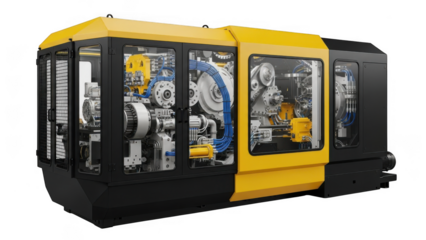 Industrial machinery equipment isolated on transparent background