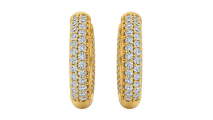 Gold diamond earrings beautifully designed isolated on transparent background