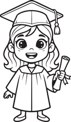 Happy young girl proudly celebrating her graduation with a cap and gown