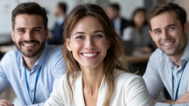 Successful Team: A dynamic and diverse team exudes confidence and positivity, showcasing a blend of business acumen and approachability. The image captures the essence of teamwork and mutual respect.