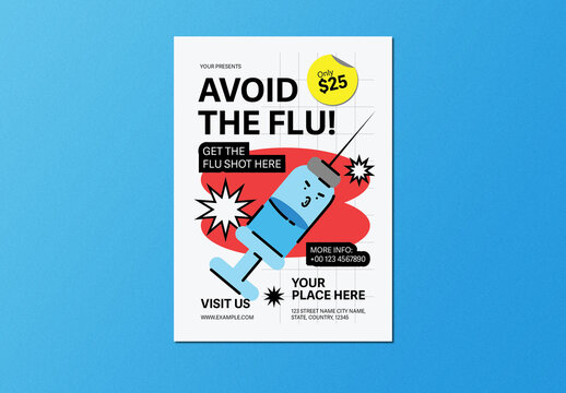 White Clean Doodle Avoid The Flu Flyer