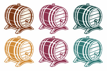 set of Beer barrel silhouette vector illustration isolated on white background