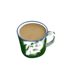 illustration of coffee in vintage mug